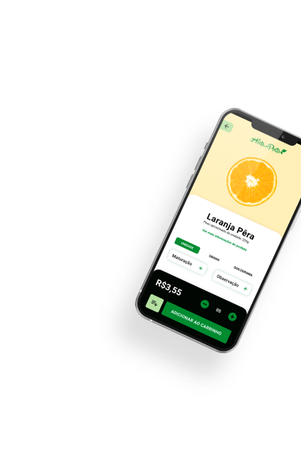 Celular com o app Da Horta Pra Porta