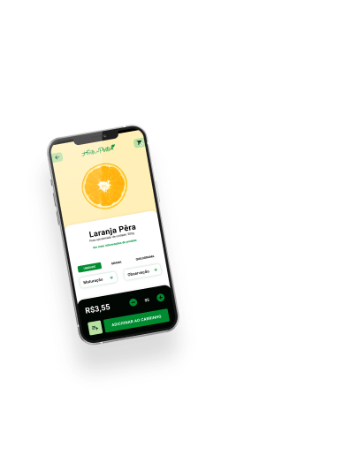 Celular com o app Da Horta Pra Porta